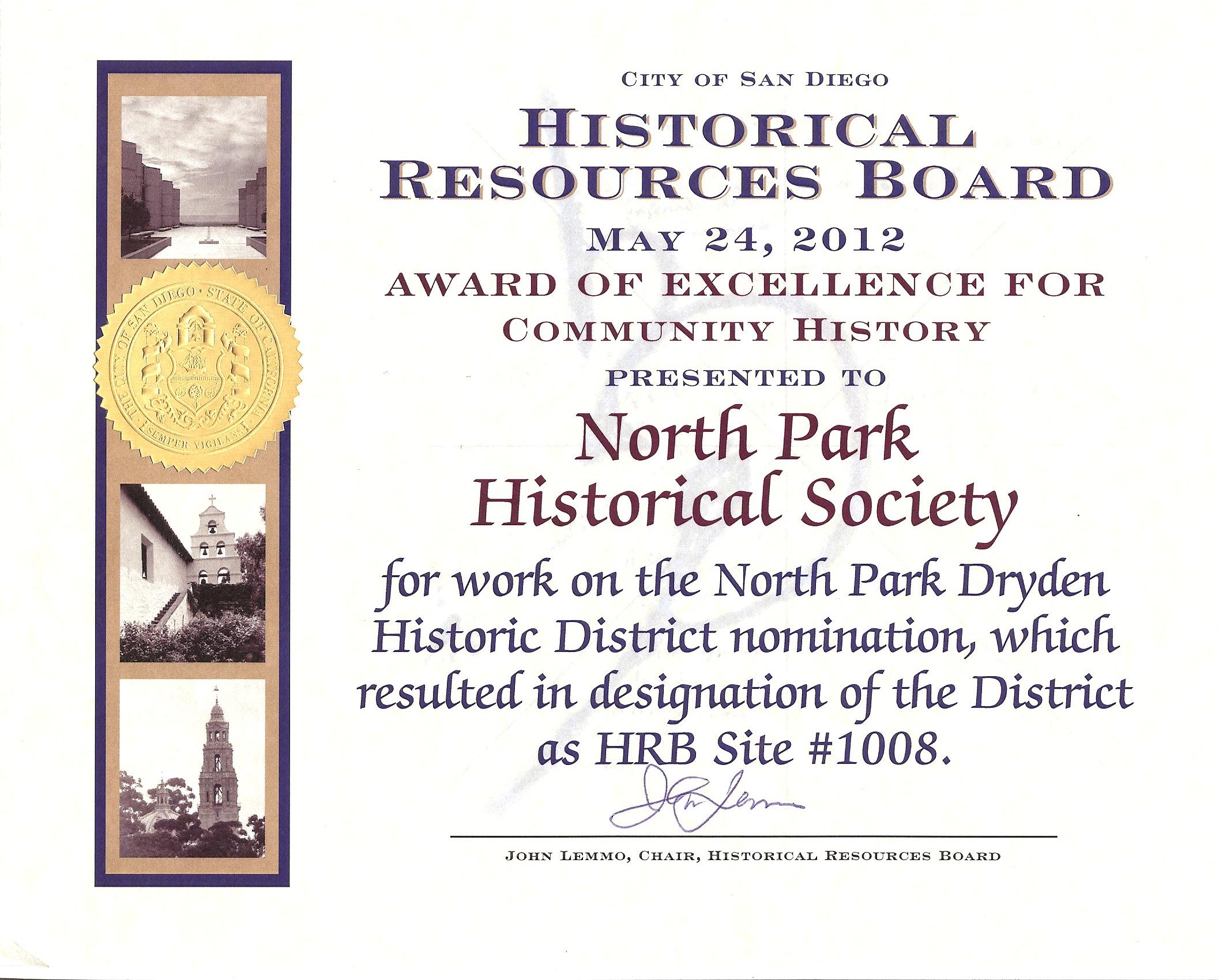 2012 HRB Award for Dryden District